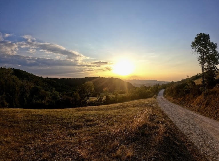 tramonto via degli dei strada